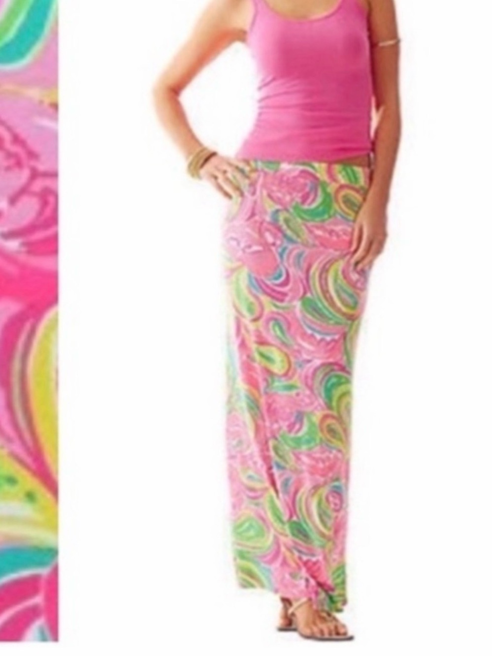Lilly Pulitzer Maxi Skirt “All Nighter” Flamingo Print
